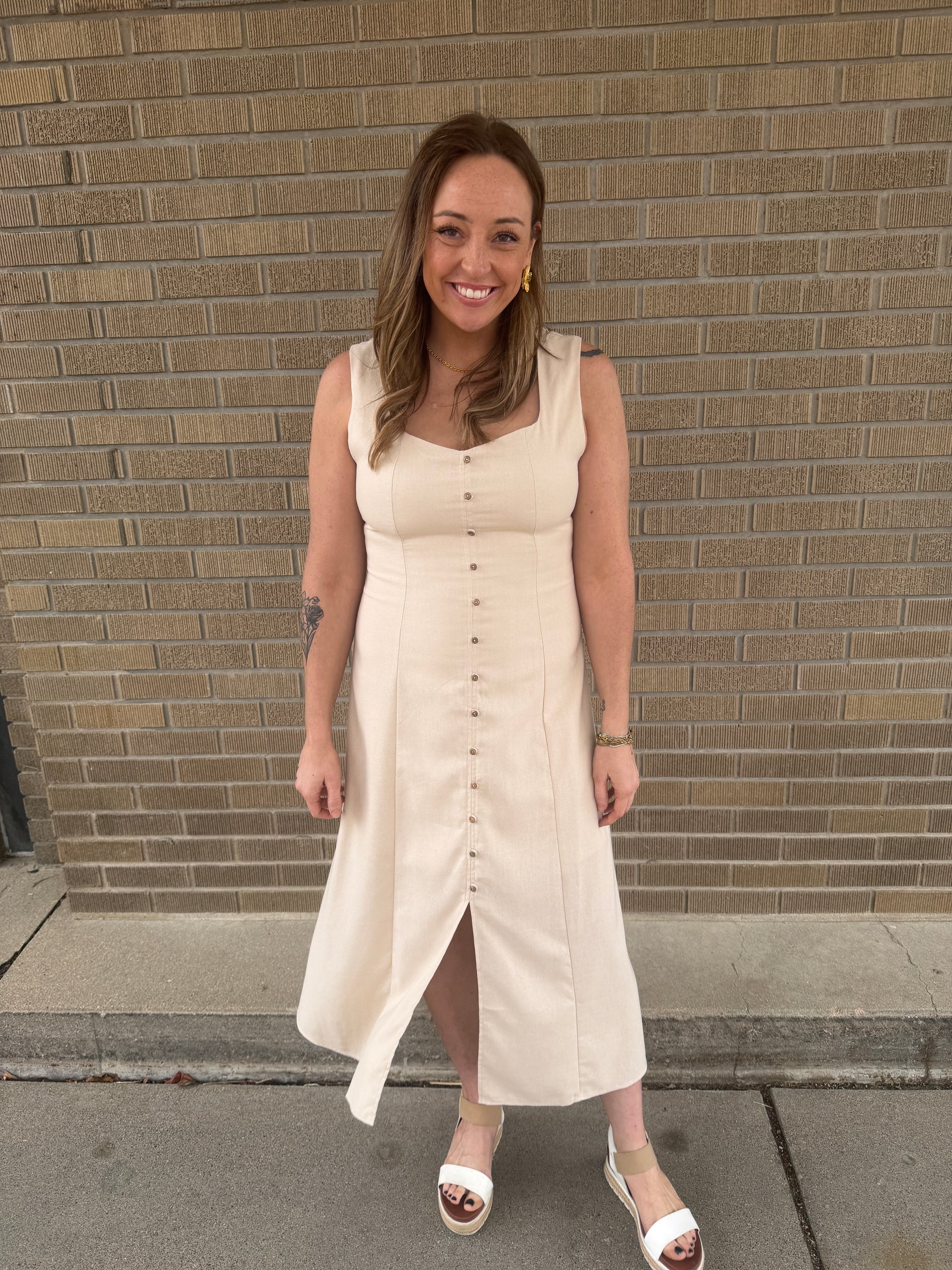 Khaki Button Up Dress