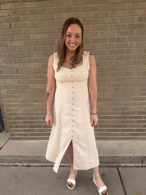 Khaki Button Up Dress
