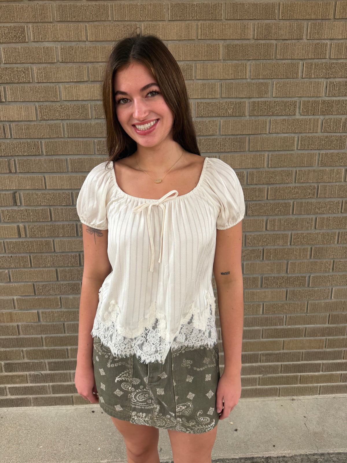 Lace Trim Blouse - Ivory