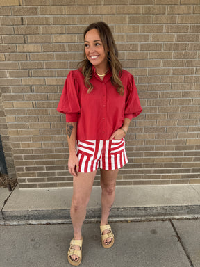 Red and White Stripe Shorts