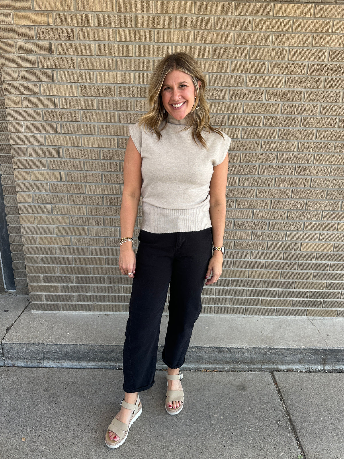 Mock Neck Taupe Sweater