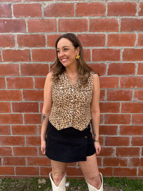 Button Down Skort - Black