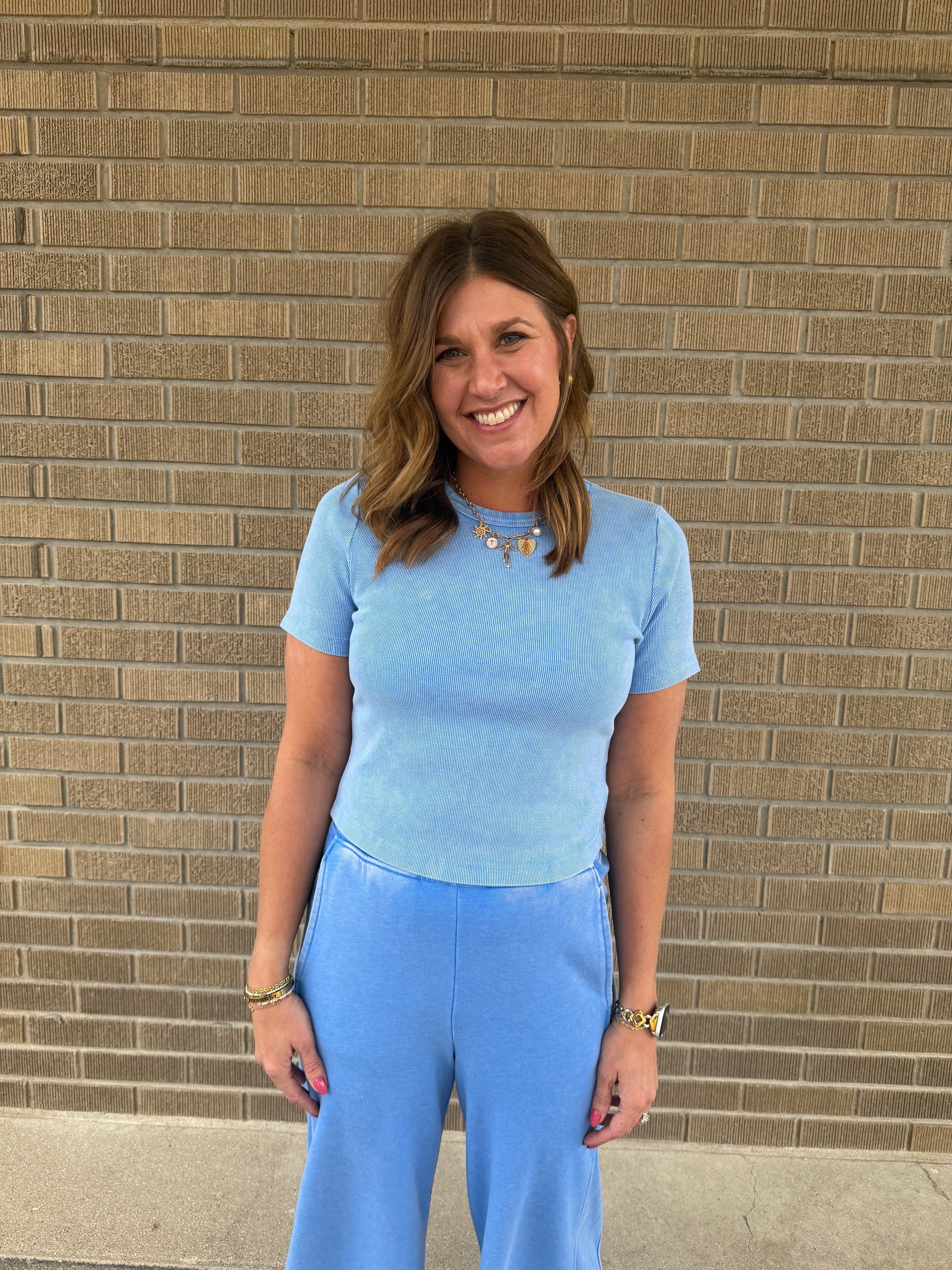 Lil Ribbed Tee - Blue