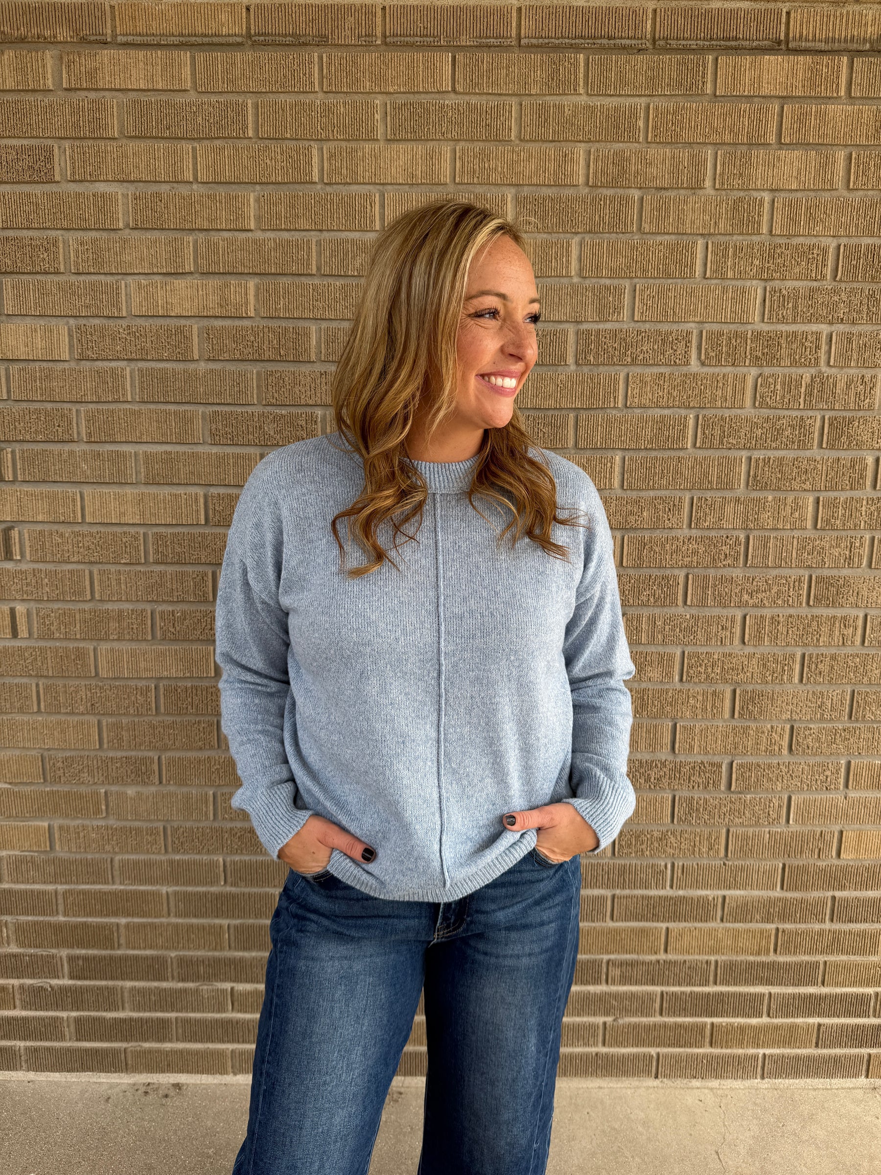 Lightweight Knit Sweater - Ocean Blue