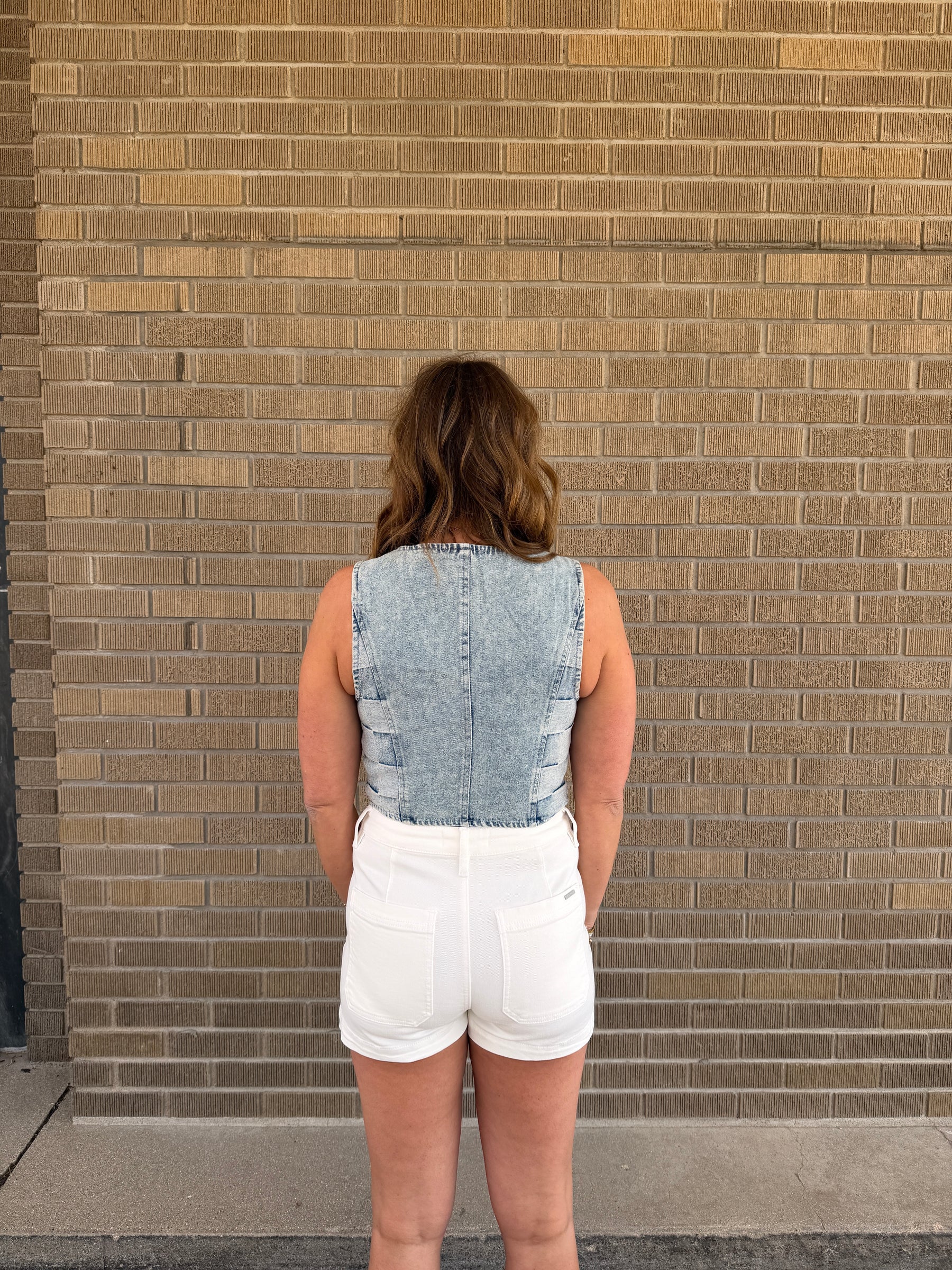 Checkered Denim Vest