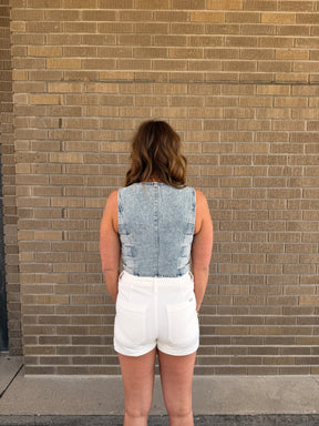 Checkered Denim Vest