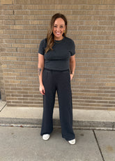 On The Go Wide Leg Pants - Black
