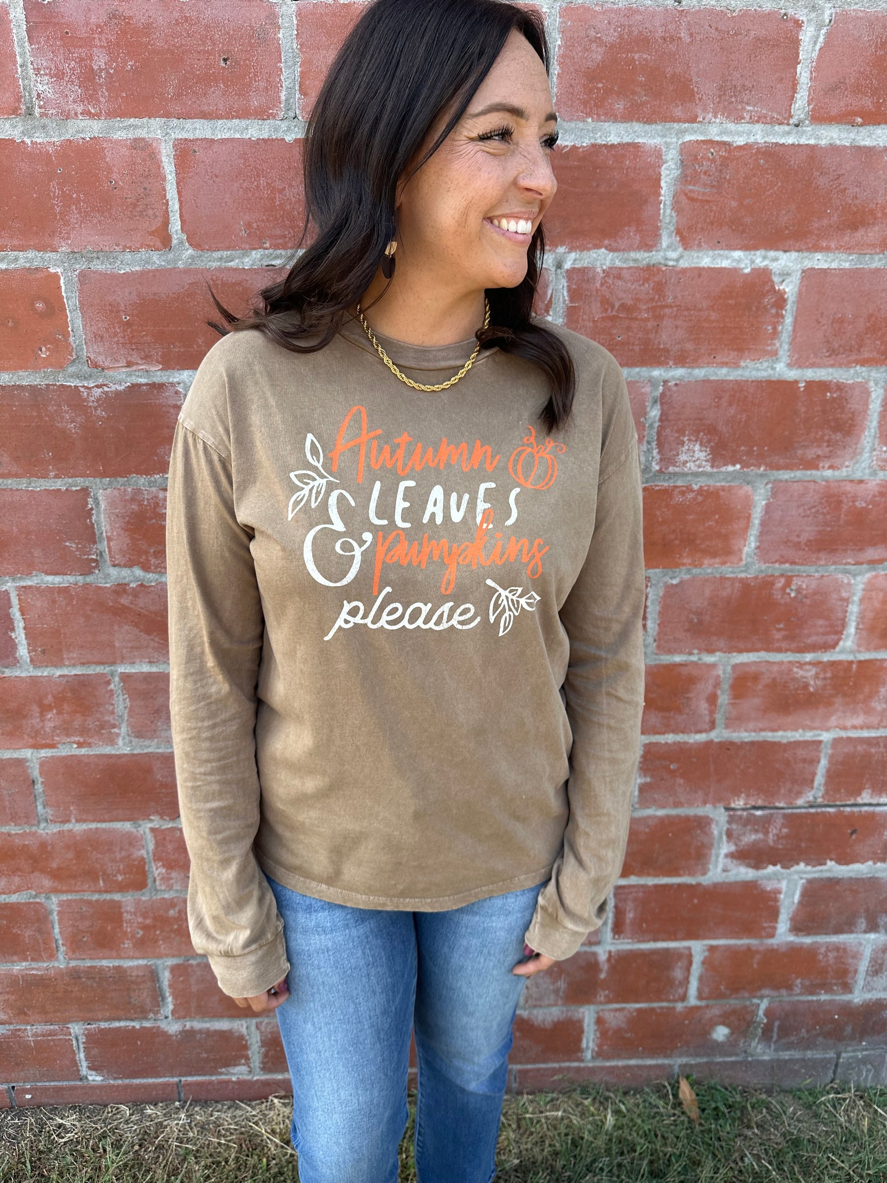 Autumn Leaves and Pumpkins Please Long Sleeve