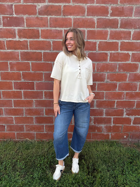 Vintage Cream Henley Tee