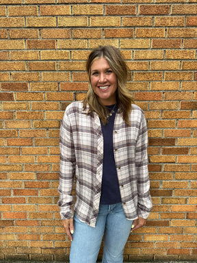 Daphne Shirt - Mauve Rose plaid