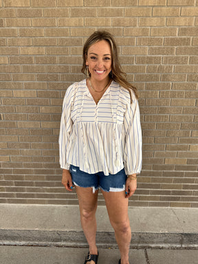 Babydoll Blue Stripe Blouse
