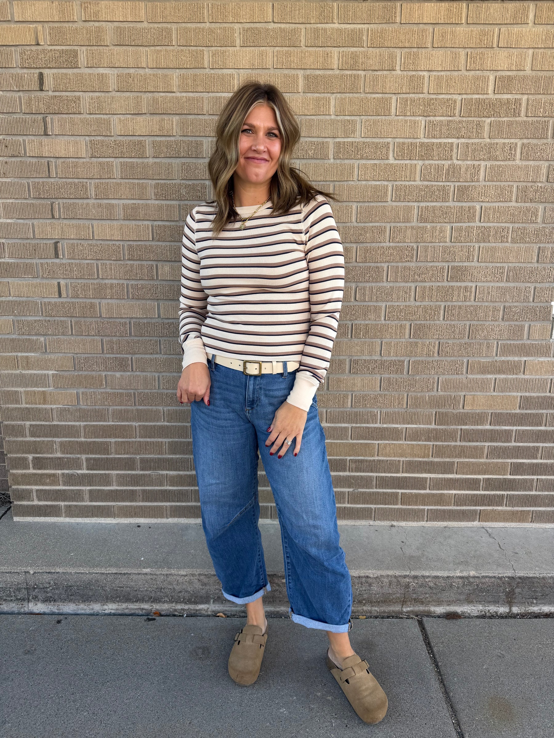 Stacy Long Sleeve - Cream Stripe