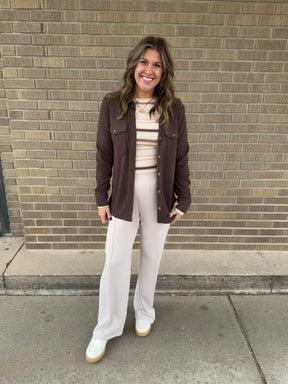 Modal Straight Leg Pants - Mocha Cream