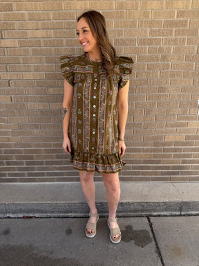 Olive Floral Mini Dress