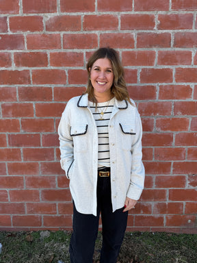 Stacy Top - Off White + Black