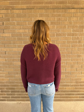 Dark Cherry Chunky Knit Sweater