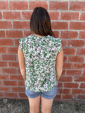 Green Floral Blouse