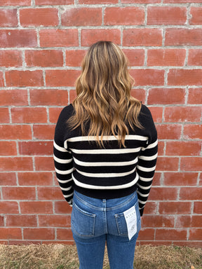 Stripe Zip Up Sweater