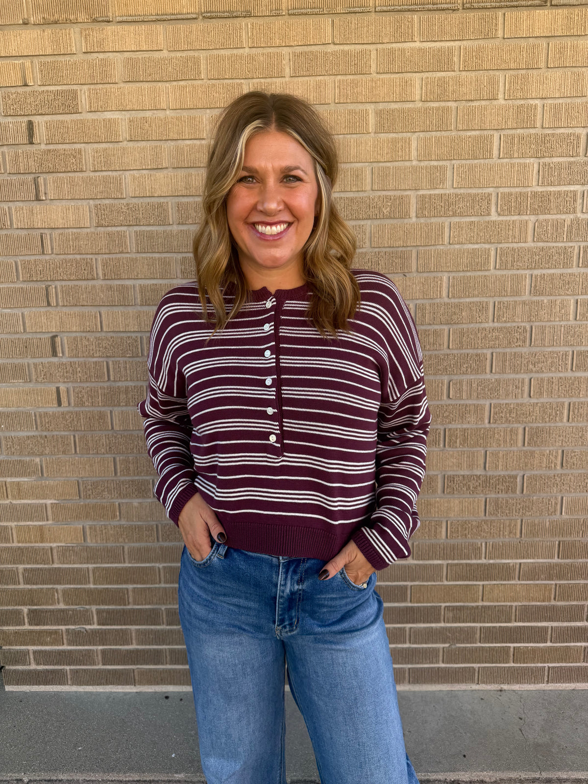 Merlot Stripe Henley