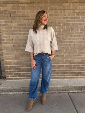 Cable Knit Short Sleeve Sweater