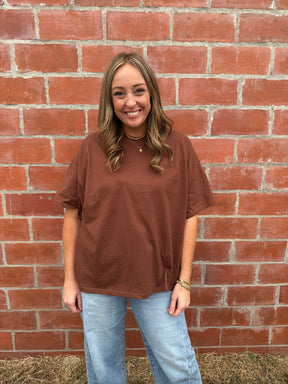 Chill All Day Oversized Tee - Chestnut