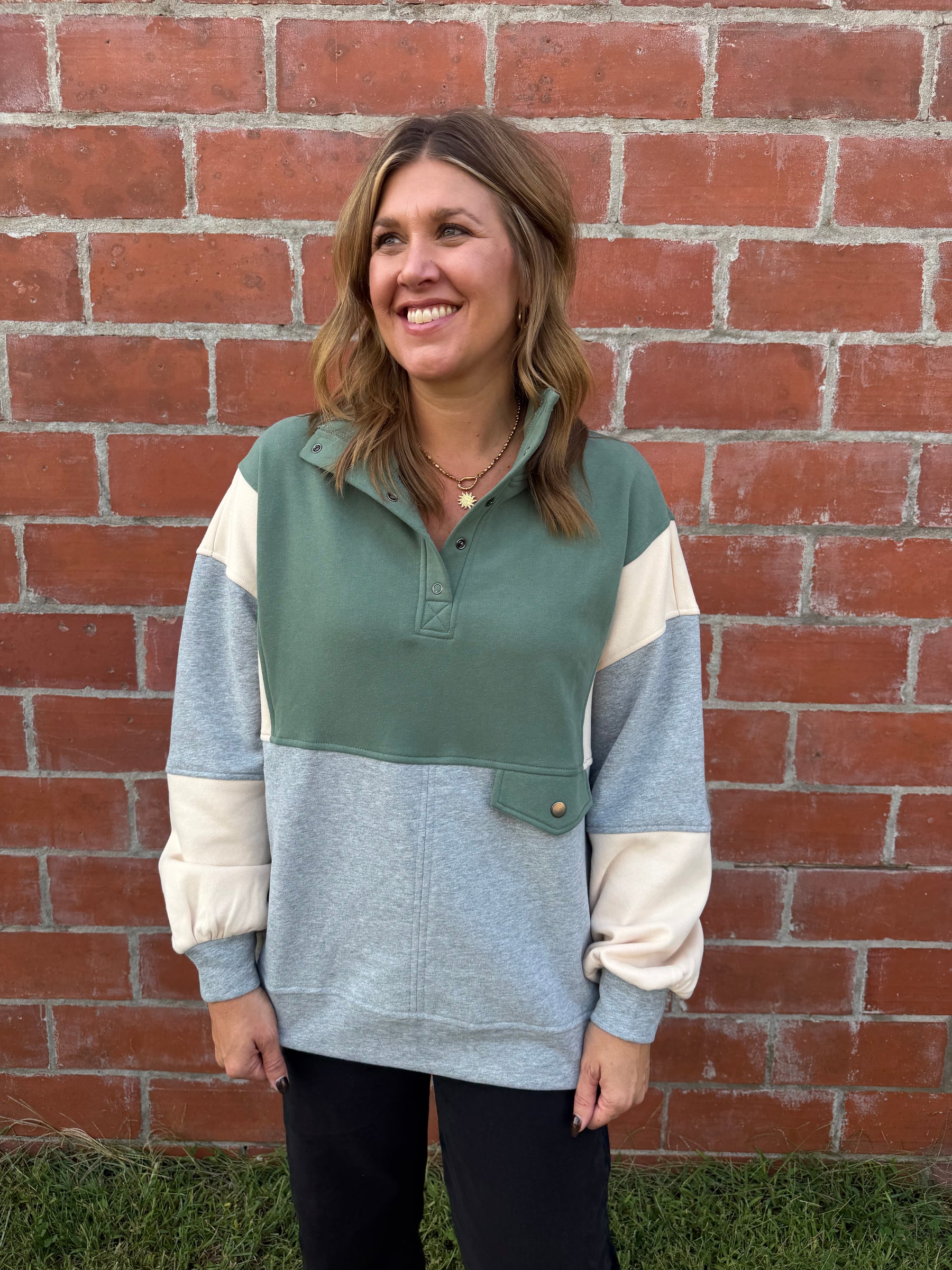 Sage Colorblock Pullover