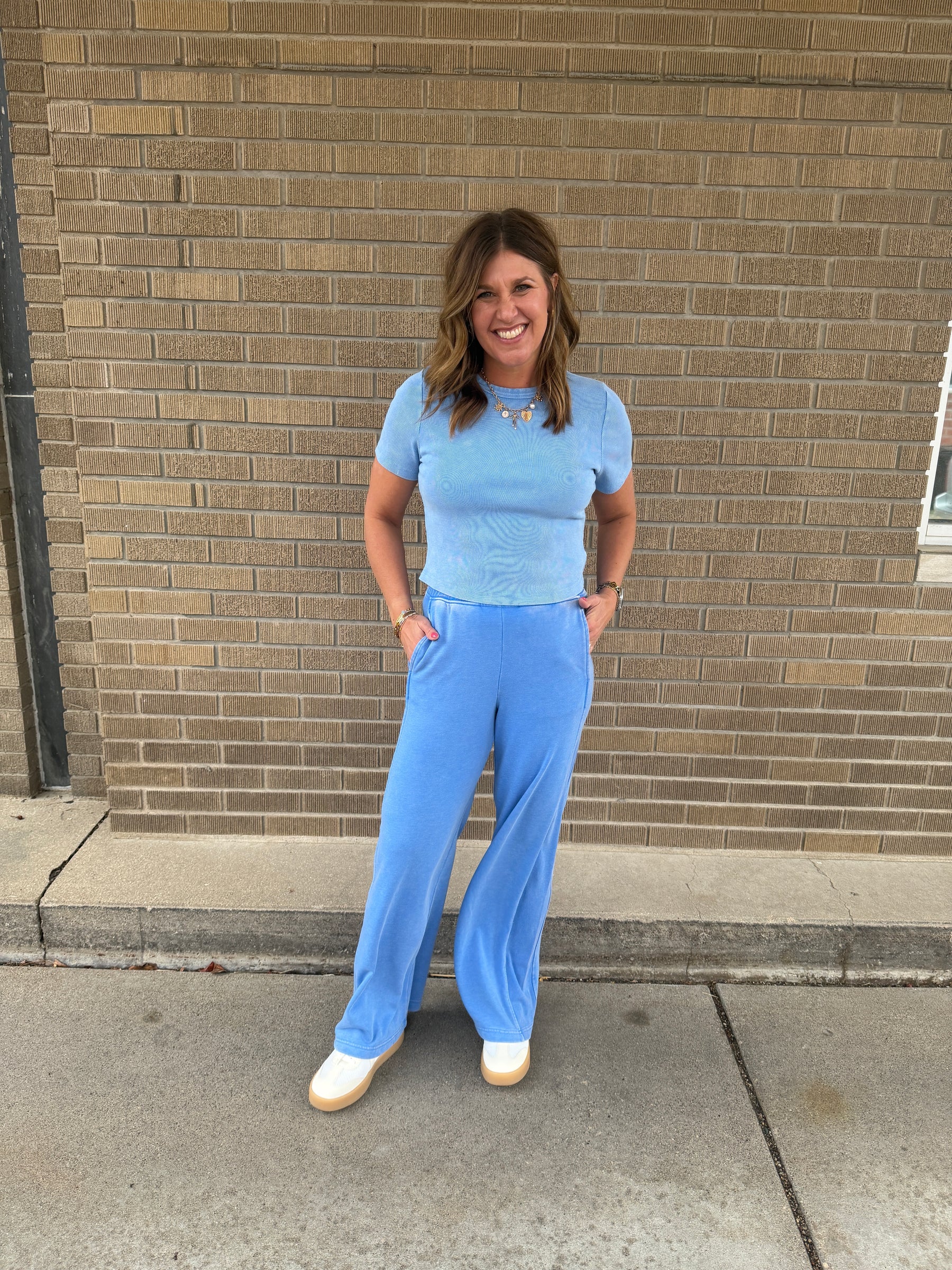 On The Go Wide Leg Pants - Blue