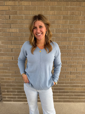 Baby Blue Waffle Knit Sweater