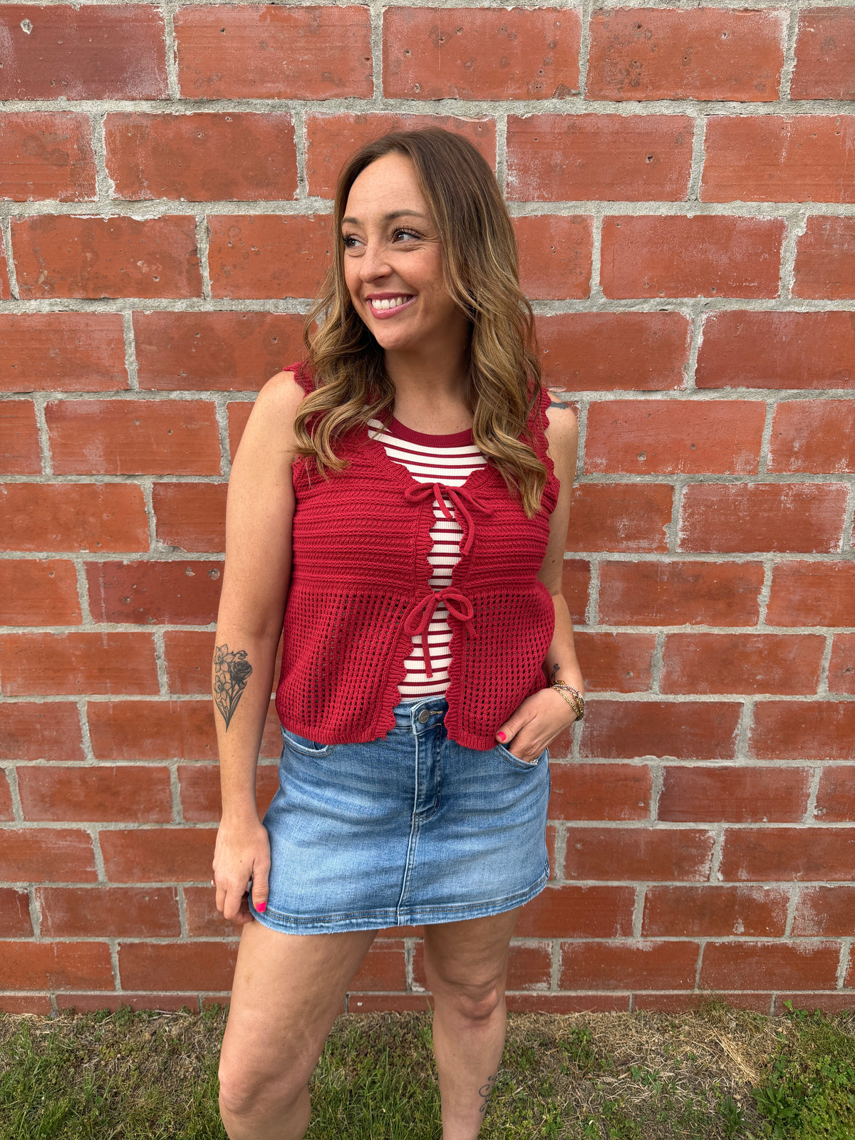 Dark Red Crochet Tank