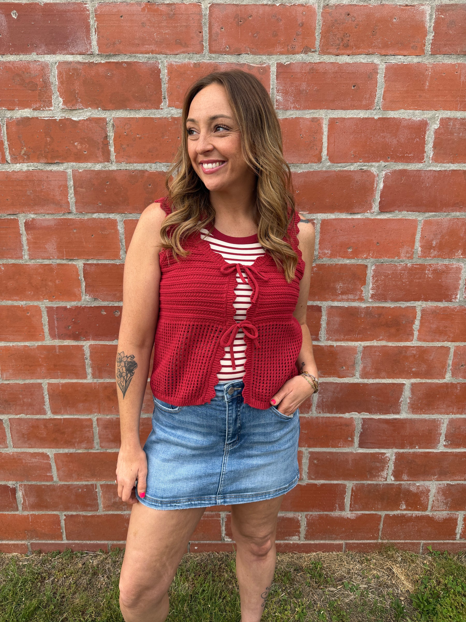 Dark Red Crochet Tank