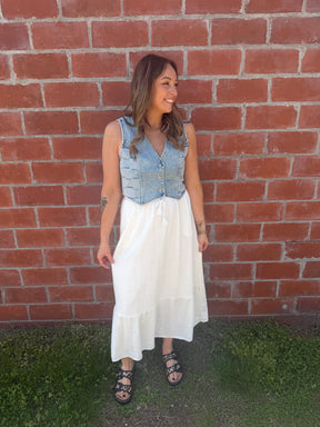 Checkered Denim Vest