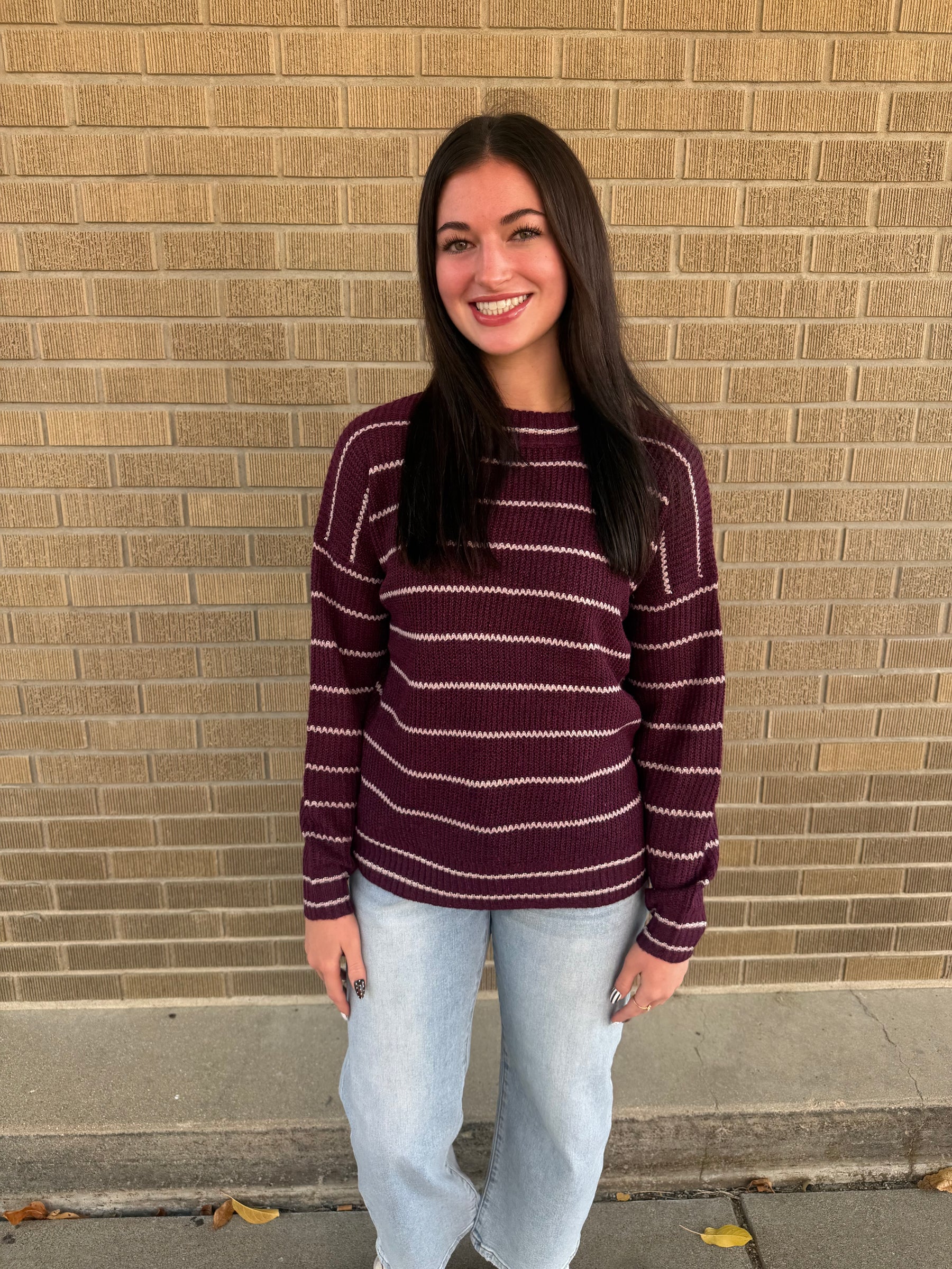 Sip Happens Stripe Sweater
