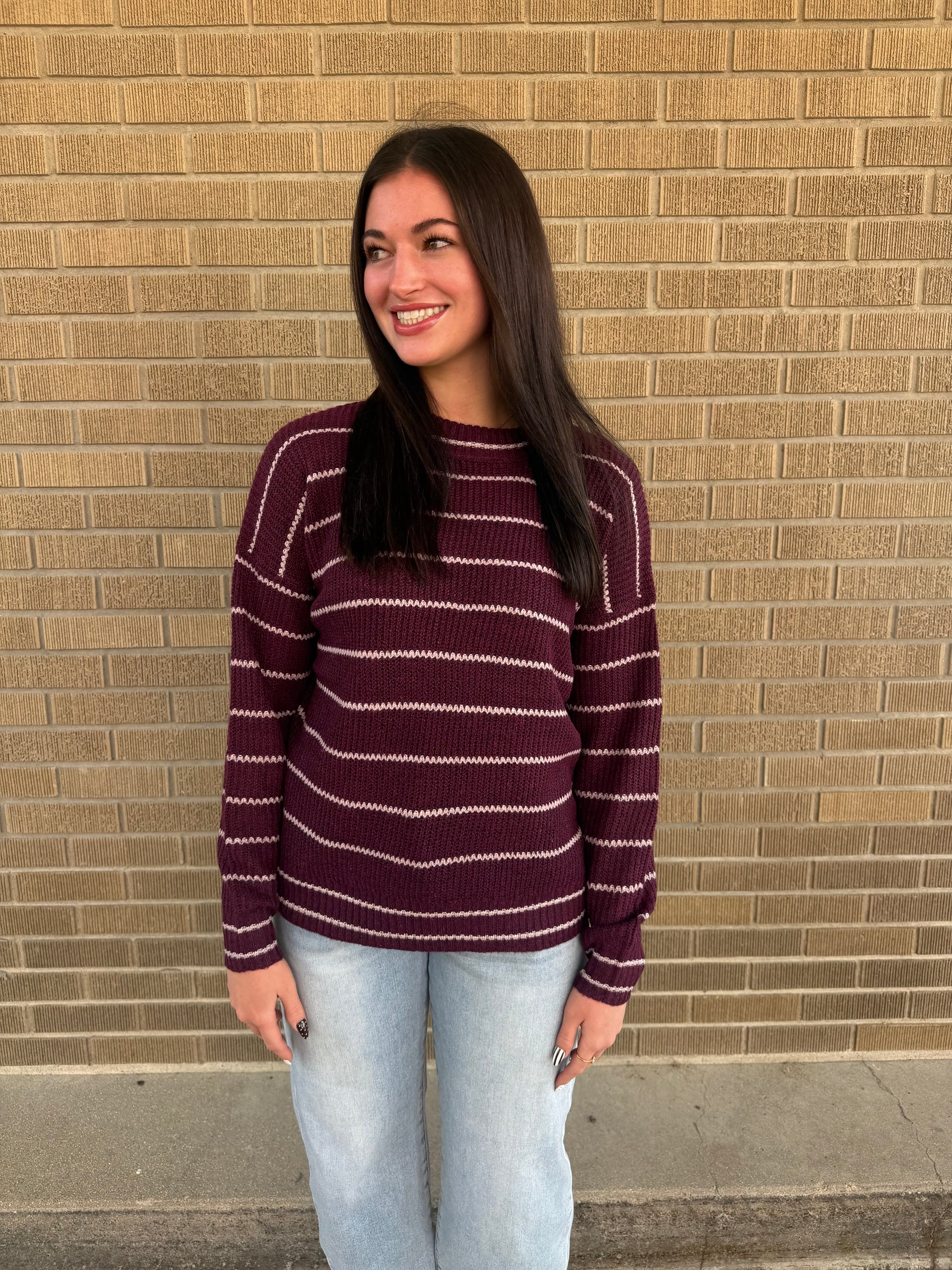 Sip Happens Stripe Sweater