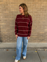 Oversized Wide-Stripe Sweater-Redwood