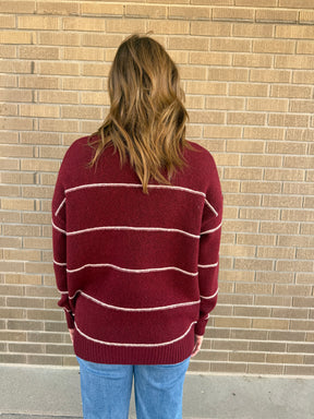 Oversized Wide-Stripe Sweater-Redwood