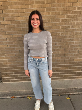 Gray Ribbed Stripe Sweater