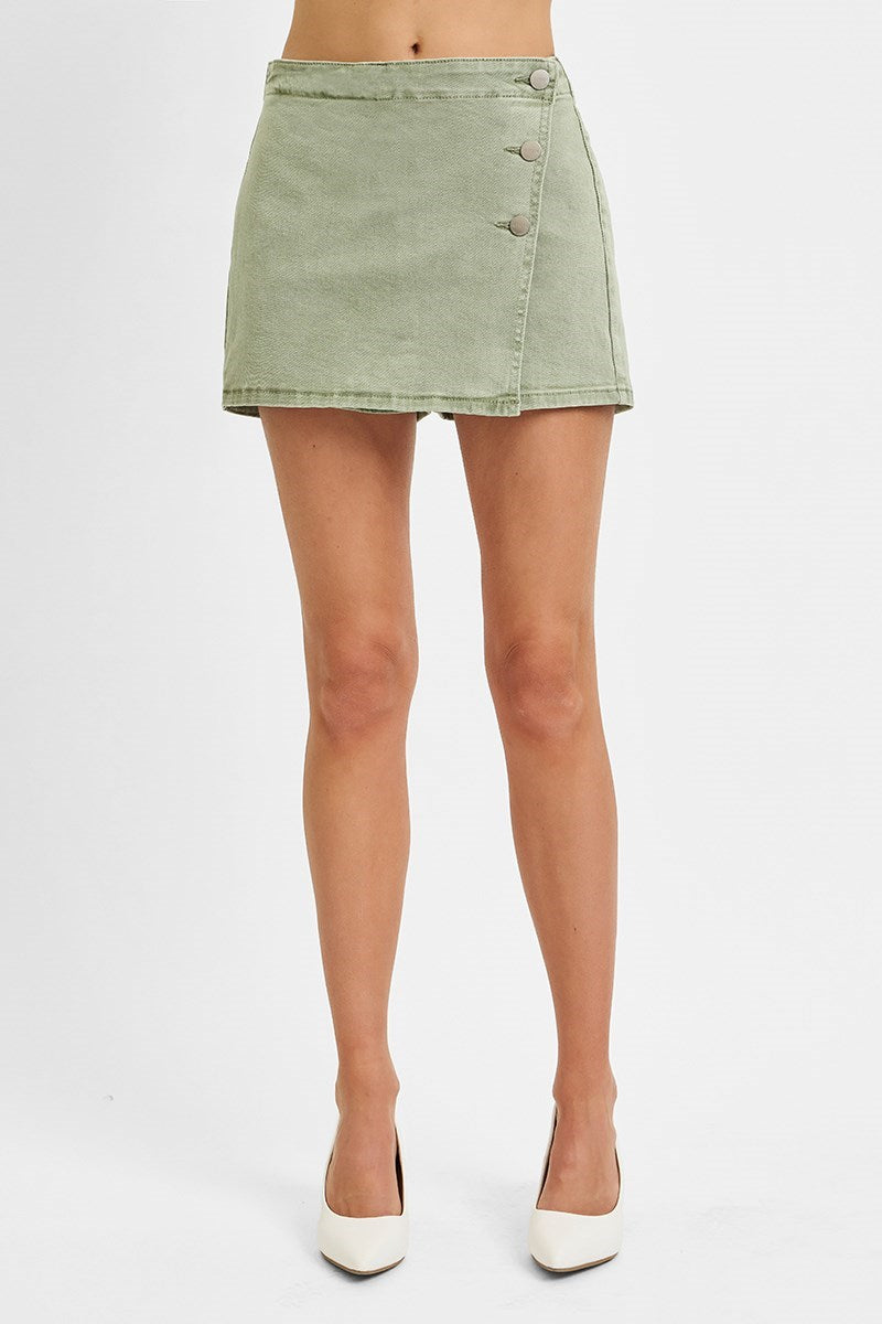 Button Down Skort - Olive