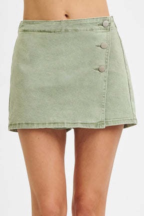 Button Down Skort - Olive