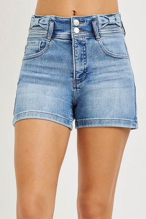 Light Denim Bow Detail Shorts